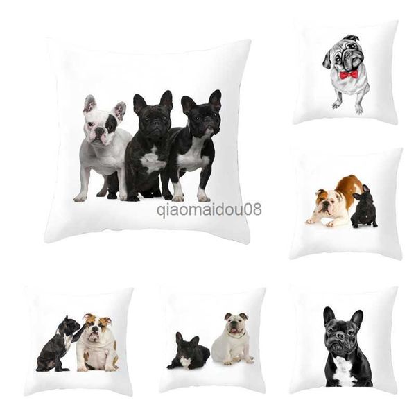 Pillow Case Black Dog Printing Case niedliche Cartoon French Bulldog Mops Wurffall Hunde Dekorative Hülle Hülle HKD230817