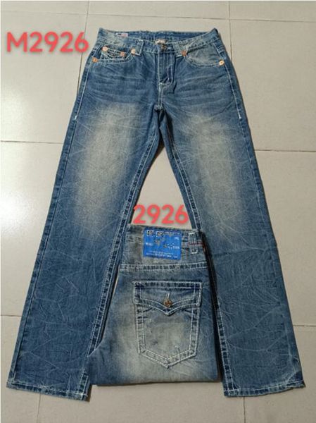 Herren wahre Jeans Lange Hosen Herren grobe Linie Super Religion Jeans Kleidung Mann Casual Bleistift Blau schwarze Denimhose M2926