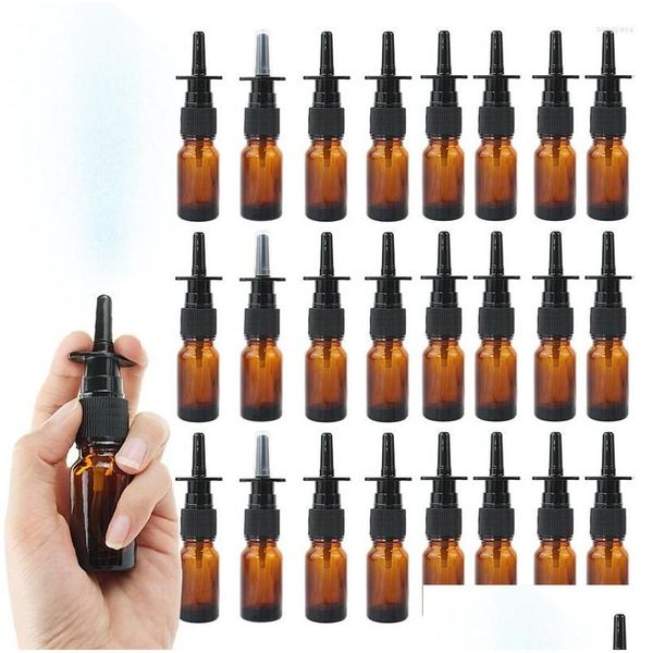 Speicherflaschen Gläser 6/10/20/50 Pack 10ml Bernstein Nasenspray Flasche Glas Nebel Sprühgerät Presskopf leer nachfüllbarer Atomizer Dro ott6s