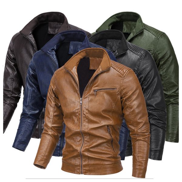 Jackets masculinos 5 cores Trende Jaqueta de couro masculina PU Jackets de couro europeu e americano Casacos de pelúcia de pelúcia européia 230816