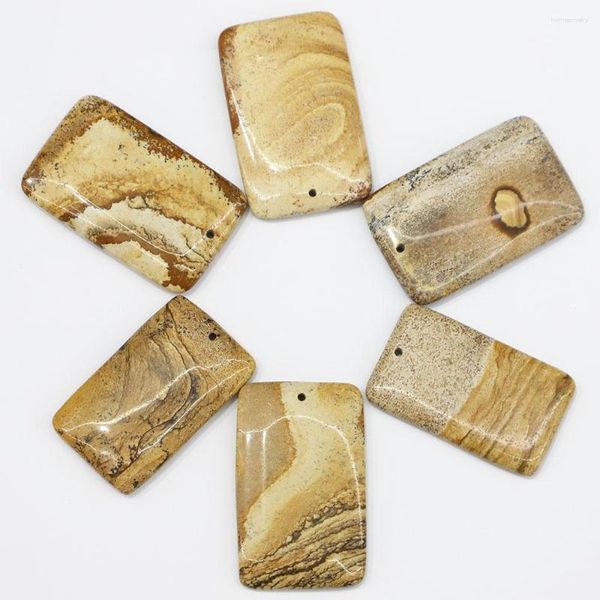 Anhänger Halsketten 4pcs/Los Mode Natural Mainted Stone Square Anhänger Reiki Charme DIY Juwelierzubehör Großhandel