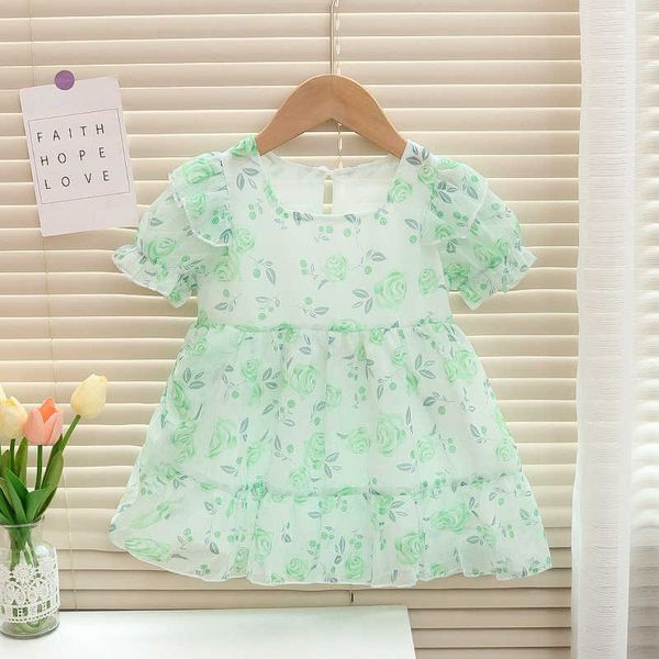 Mädchenkleider Mädchenkleid Sommer Neues modisches Mädchen Baby Prinzessin Kleid Kinder Sommerkleid Fragmentiertes Mesh Kurzarm