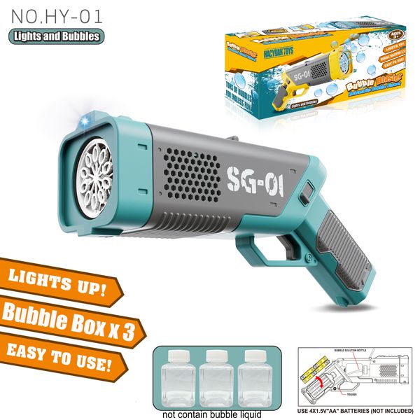 Neuheit Games Luminous Automatic Electric Bubble Gun Gatlin Machine Seifenblasen Magie Bad Outdoor -Spielzeug für Kinder 230816