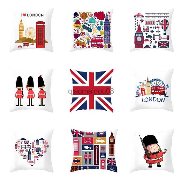 Pillow Case England Londoner Druckwurf Wurfabdeckung Britisch -Stil Dekorative Fall Kreative Party Case Cover Fälle HKD230817