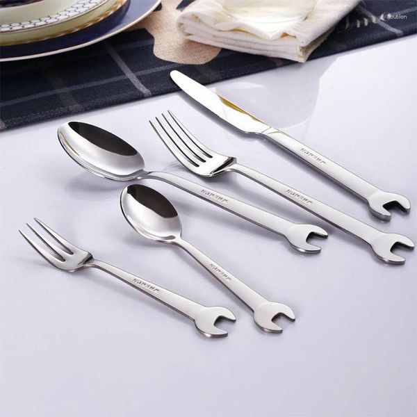 Gabeln 1PC kreativer Schraubenschlüssel Form Edelstahl Dinner Messer Tee Tee Gabel Kaffeelöffel Geschirr Set Castlery Utensil Kitchen Accessoires