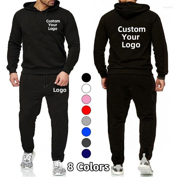 Herren Tracksuits 2023 Modetracksanzug Casual Cleascalizing Ihr Logo Sportanzug Jogging DIY -Druck Hoodie Hosen Set Set