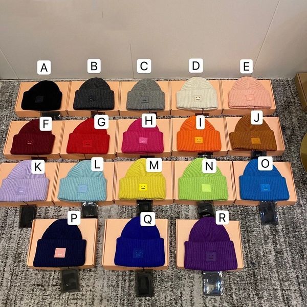 Beanie/Kafatası Kapakları AC Yün Kapakları Karma Örgü Gülümseme Yüzü Kadınlar İçin Sıcak Kış Şapkaları Çift Modeller Lady Thread Örme Beanie Hat Chapeau 230817