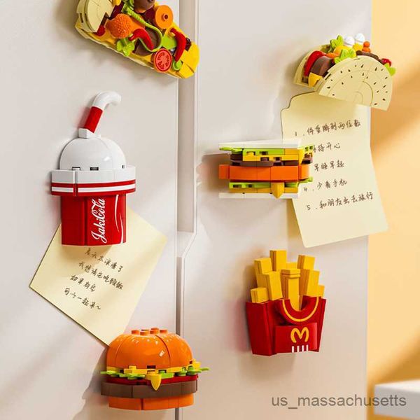 Blocks Creative Gourmet Gourmet Refrigerator Magnet Blocks Bloco Diy Miniatura Play Play House Bloco Micro Assemble B Toys GI R230817