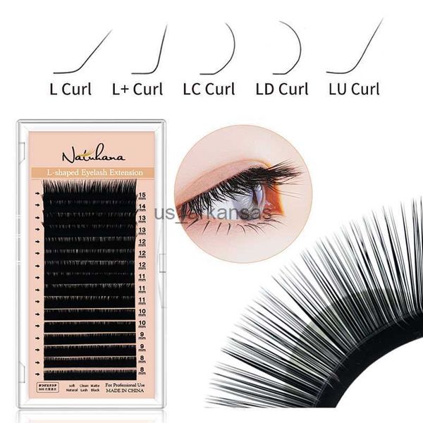 Cílios falsos Natuhana olhe cílios L/L+/LC/LD/LU Curl Mink Extensão de cílios fosco preto 8-15mm 16 linhas misturam os cílios falsos individuais Maquiagem HKD230817