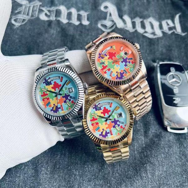 Relógio masculino relógio de luxo 36/41mm relógio de designer masculino puzzle dial 2813 movimento relógio safira 904l aço inoxidável montre de luxe
