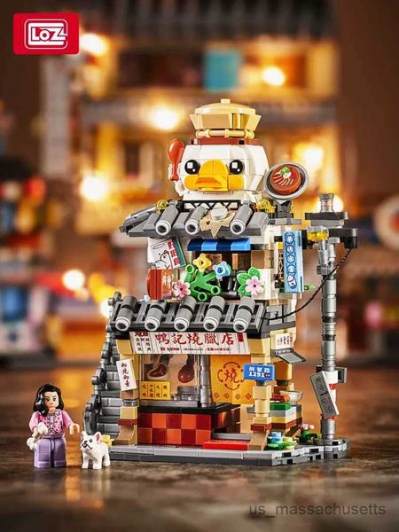 Blocks Loz Mini Street View Blocks Building Style Food Stall Hong Kong Food Store House Brick for Kids Gifts 1291 R230817