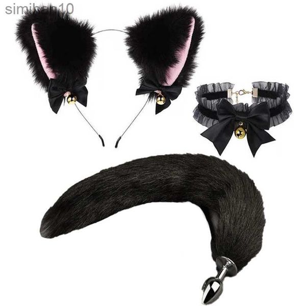 Toys anale Tail Tail Tappo anale giocattoli Sex Cuggino in metallo Plug anale per gatti morbidi Canda di testa di coppie di cosplay erotici Accessori per le donne uomini HKD230816