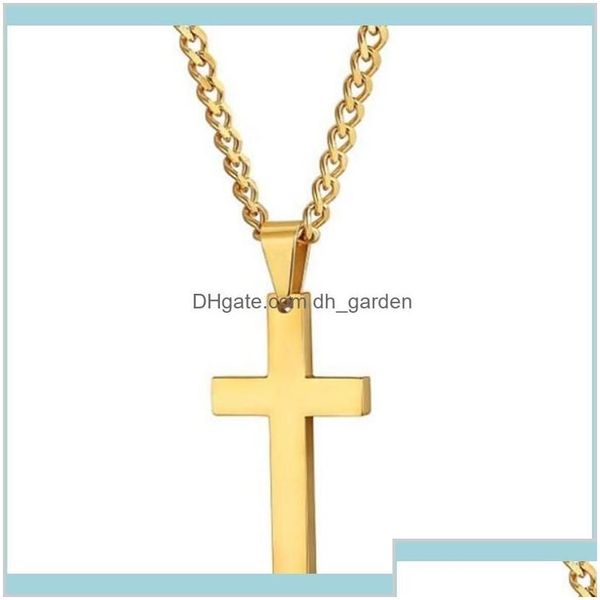 Anhänger Halsketten Christian Jesus Single Titan Cross Halskette Edelstahl Gold Sier Schwarz Gebet Choker Kruzifix Anhänger Männer Schmuck DHSL7