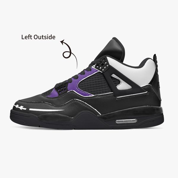 Scarpe da basket personalizzate fai-da-te da uomo e da donna classico prepotente per tutti i neri e viola addestratori intrecciati per esterni 36-46