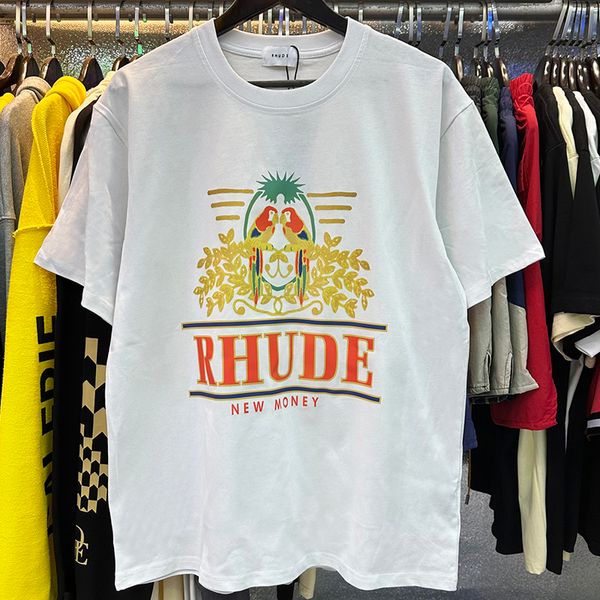 Rhude maschi maschi magliette magliette t-shirt castle coconut albero da davanzali scenici casual sciolte maglietta a maniche corte traspirabili uomini uomini donne coppie top tee 6416