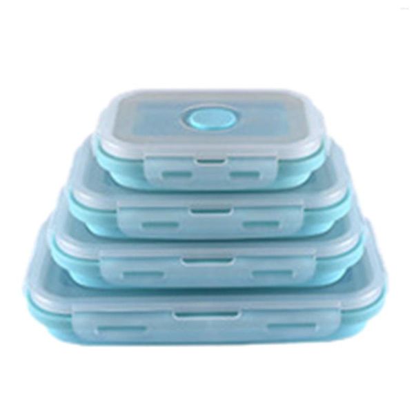 Set di stoviglie pieghevole silicone box da pranzo a microonde cottura e riscaldamento utensile quadrato fresco manutenzione di ciotola snack per bambini portatile