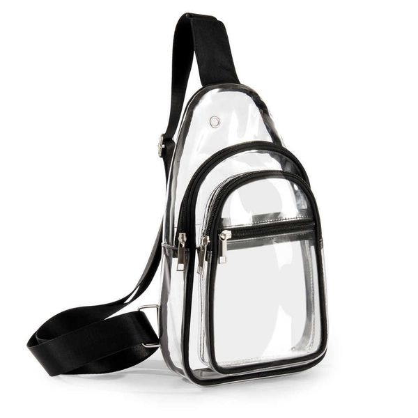 ПВХ прозрачный рюкзак грудной клетки, прозрачная сумка, одобренная по пешеходным концертным стадиону, мешок для плеча поперечного тела 230220