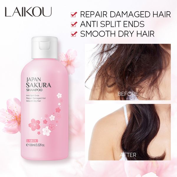 Japão Sakura Shampoo Repair Cabelo danificado Hidratante Nouring Oil Control Hair Cleansing Care Shampoo 100ml