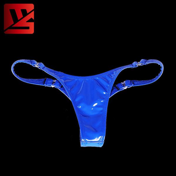 Briefas calcinhas de tamanho grande de látex calcinha de baixa corda G Hollow PVC Shiny Sexy G String Micro tanga Mulheres T-back erótico Stage de lingerie desgaste F24 230817