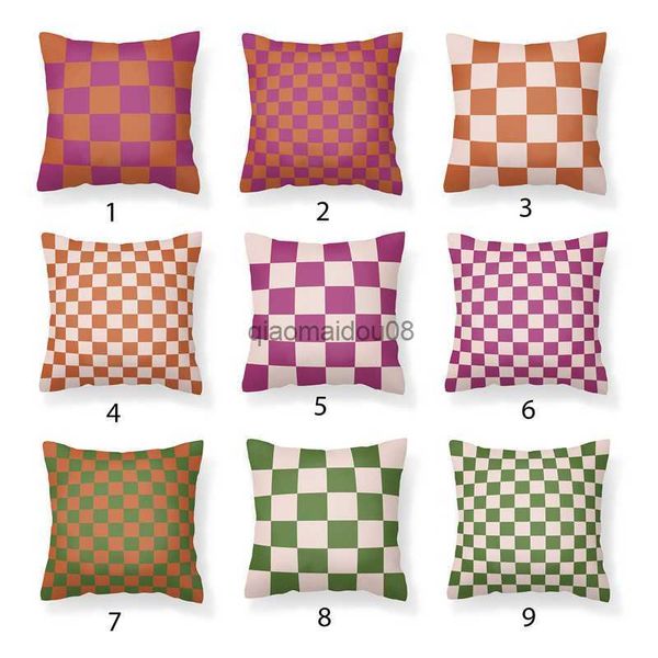 Caso de travesseiro Novelty 3d Cheoled Cushion Capa colorido sofá de sofá -checkerboard sofá decorativo personalizado ao ar livre tampa quente hkd230817