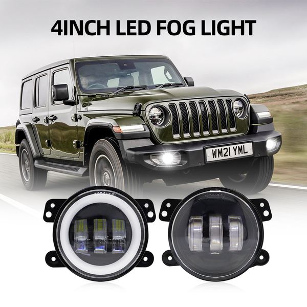 Para Jeep Wrangler JK LJ TJ Dodge Journey Magnum ATV 60W LED 4 polegadas Passando luzes de nevoeiro branco drl âmbar lâmpada de sinal