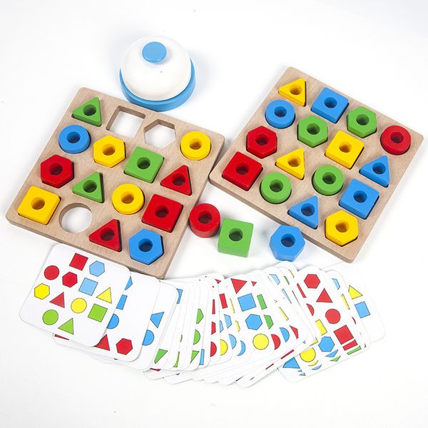 Sports Toys Kinder Geometrische Formfarbe Farbanpassung Puzzle Baby Montessori Bildungslernen Holz für Kinder Interaktives Kampfspiel 230816