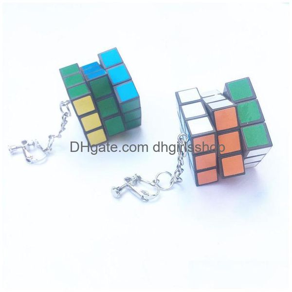 CAMBINO ESEGERAZIONE GEOMETRIA CUBE ALTERNATIVE ORECCHI DIVERTENE DONNA PENDANTI FASTICHE FACIA CREATIVE EARRINGE CREAGNI FREDE GIOITÀ DELLE GIOVELLI DELLA DE DH0VI