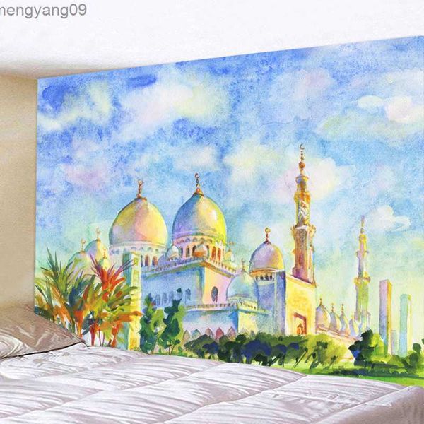 Wandteppiche Aquarellmalerei Islam Dekoration Ramadan Eid Dekor Ramadan Mubarak Kareem Wandteppich Wand Hanging Hintergrund Tischtuch R230817