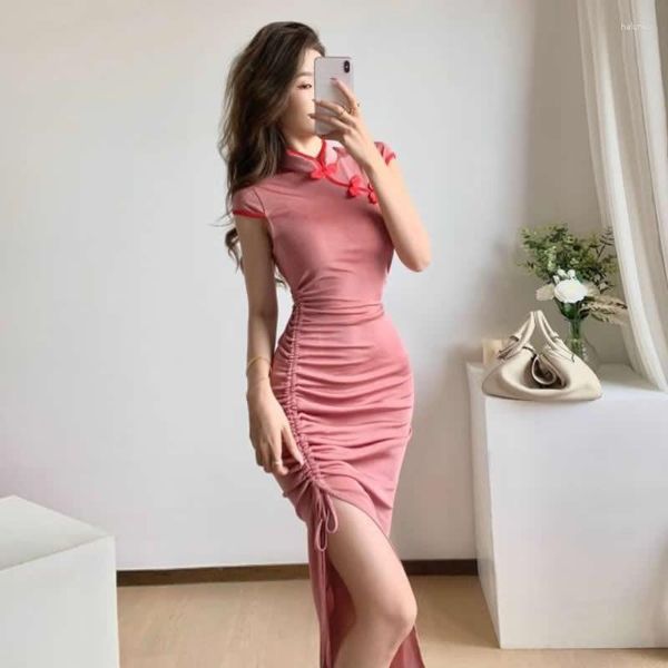 Ethnische Kleidung sexy Cheongsam-Kleider chinesischer Stil High Split Women Qipao Party Long Kleider Club Elegant Sommer S-XL Vestidos