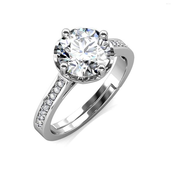 Rings de cluster Daisini amigável GRA 1 Moissanite Diamond 925 Sterling Silver Solitaire Heart Engagement Ring For Women