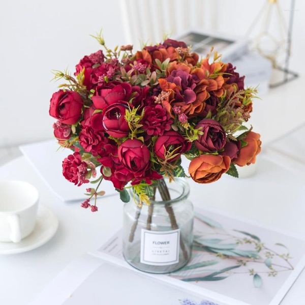 Декоративные цветы Роза искусственное высококачественное гибридное букет гибрид говени
