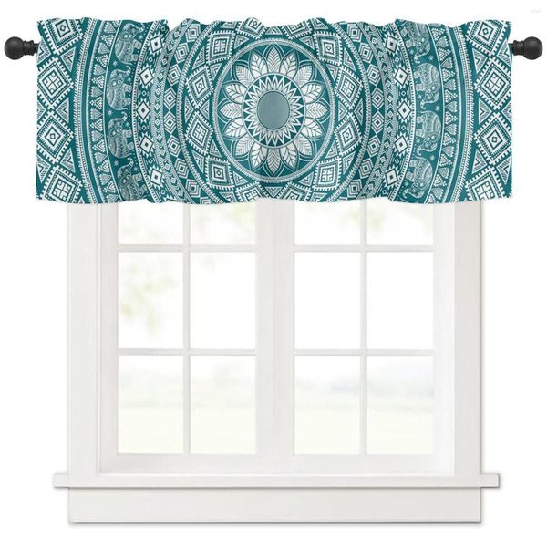 Cortina Bohemian Green Mandala Cortinas curtas Cafe do armário de vinho Janela da porta de vinho Pequena decoração de guarda -roupa cortinas de decoração