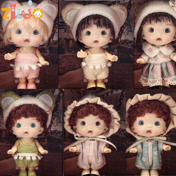 Куклы BJD для девочек 10 см. Mini Doll 3d Blue Green Eyes Kawaii Pocket Toys милый сюрприз для лица одежда для игры День день рождения 230816