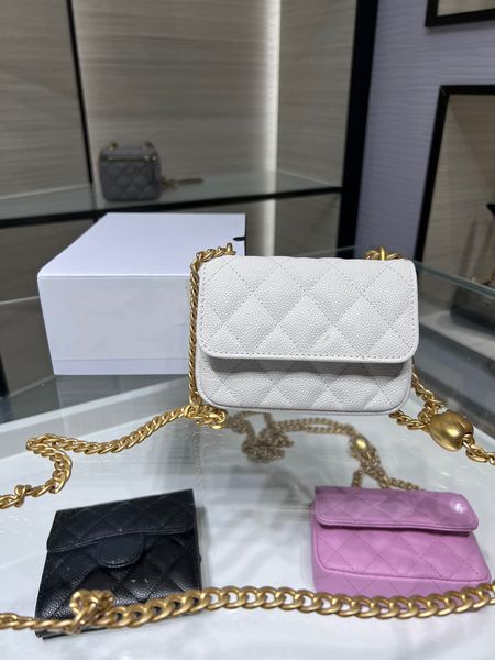 10A Süper Orijinal Kalite Genuinel Deri Mini WOC Cüzdan Box Luxurys Designers Cüzdan Moda Havyar Kadınlar Cüzdan Purese Kredi Kartı Tutucu Passport Holde