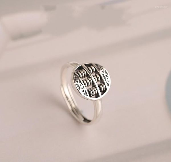 Clusterringe S925 Sterling Silber Lucky Abacus Transfer Bead Index Finger Ring Frauen Nischendesign Persönlichkeit offen