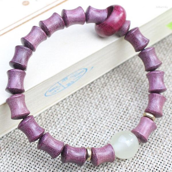 Strand estilo chinês zisu pau -rosa de pau -rosa oração de bambu contas com anéis de corrida homens homens bracelete jóias presentes de boa sorte 027