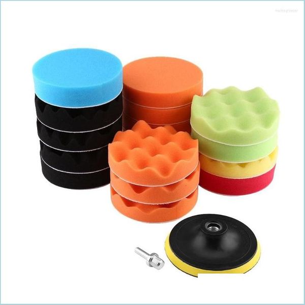 Autoschwamm 19pcs 5 Buffing Polishing Waxing Pad Kit für Polither Puffer mit M14 Bohradapter Drop Lieferung Mobile Motorräder Pflege DHKWQ