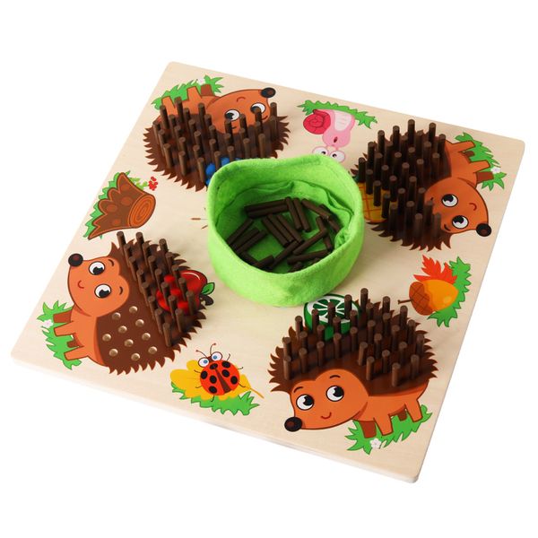 Sports Toys CPC CE Ankunft Holz frühzeitig Bildung Hedgehog Zählen Stoffbeutel Aufbewahrung Multiplayer Brettspiel Spielzeug für Kinder Kinder 230816