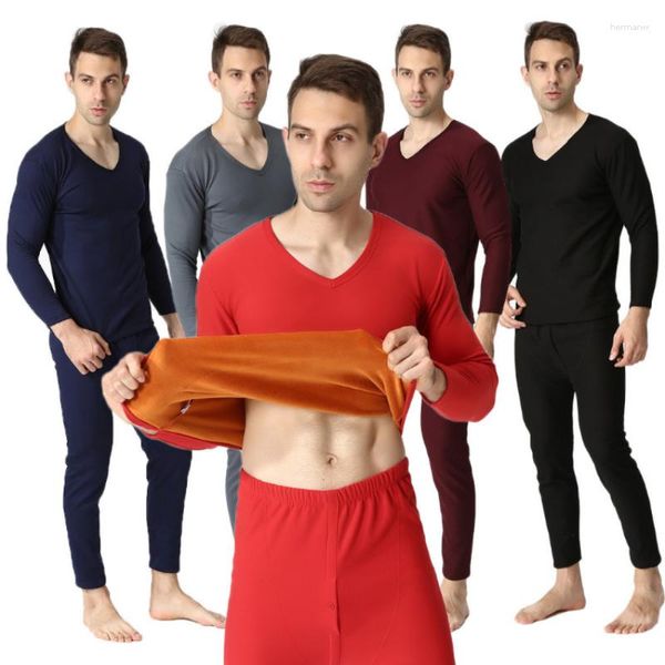 Men's Thermal Rouphe Arrival Winters Autumn Cotton-decok V mais Velvet Warm Super Long Long Johns Tamanho confortável xl- 8xl9xl