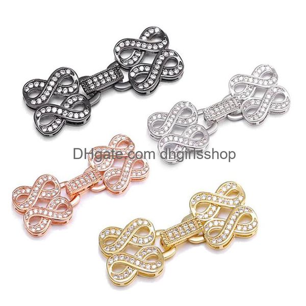 Casps ganci Riversr CZ Micro Pave di collegamento Punta gialla rosa bianco Figura a otto forma a forma di