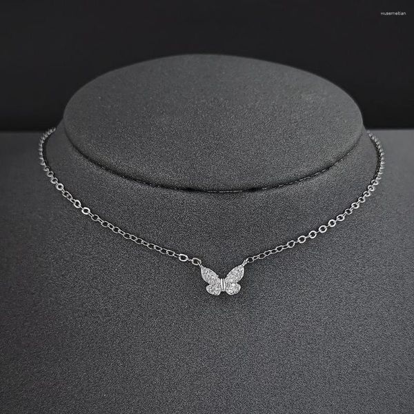 Anhänger Halsketten 2023 Trendy Butterfly Halskette Silber Farbe für Mädchen Weihnachtsgeschenk Jewelri Großhandel Item Designer X6228