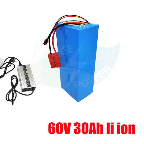 Güçlü 60V 30AH Elektrikli Bisiklet Elektrikli Bisiklet Lityum İyon Pil Lityum Pil +5A Şarj Cihazı