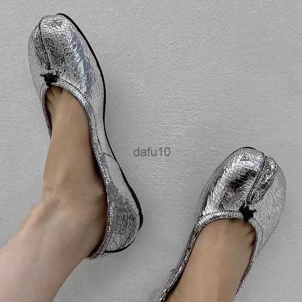 Scarpe eleganti in argento split toe women piatti retrò scarpe tabi piatte tabi moca