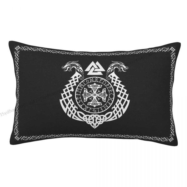 Travesseiro de travesseiro nórdico runas dragão hug back cojines backpack cojines home impresso capas de carro decorativo hkd230817