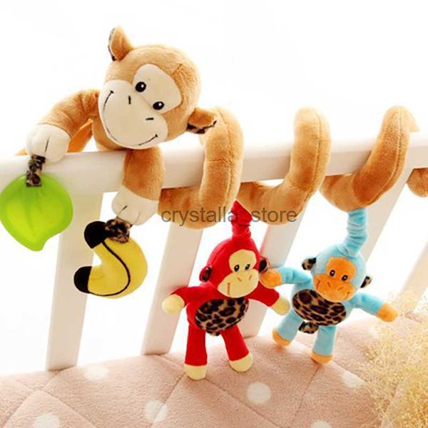 Heiße Babyspielzeug Animal Affe Plüsch Rassel Krippe Spirale hängende Neugeborenen Kinderwagen Bett Spielzeug für Baby 0-12 Monate Geschenk HKD230817