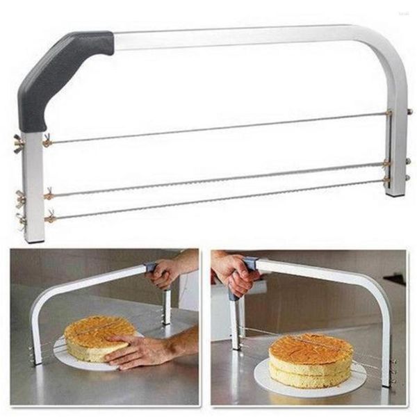 Strumenti per panetteria Chef Professional Cake Slicer Cutter Cutter Interlayer in acciaio inossidabile 3 bar piazzano regolabile