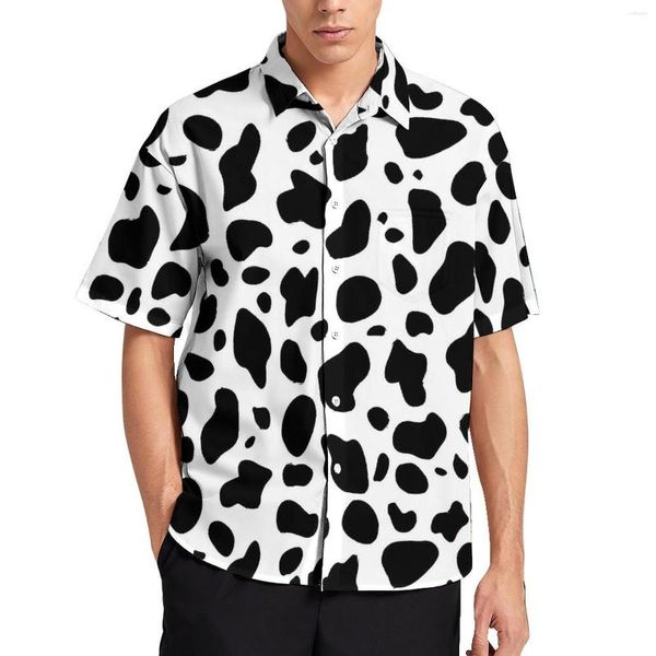 Camicie casual maschile Halmatan da spiaggia Dalmatian Shirt in bianco e nero Hawaiian Man Y2K Shoughe Short Short Maniche abiti personalizzati Plus size 4xl
