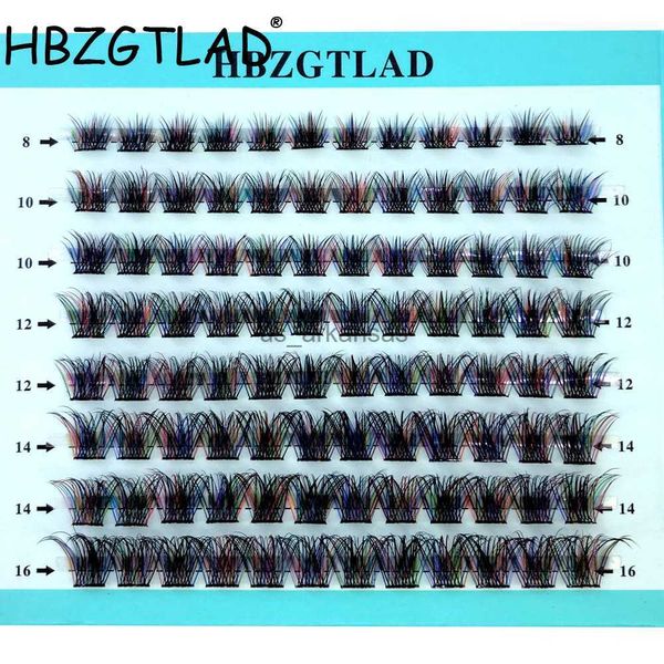 Falsos cílios hbzgtlad mix 96 pcs/estojo mais recentes cílios de cluster diy d fãs pré -fabricados de volume segmentados de cacho