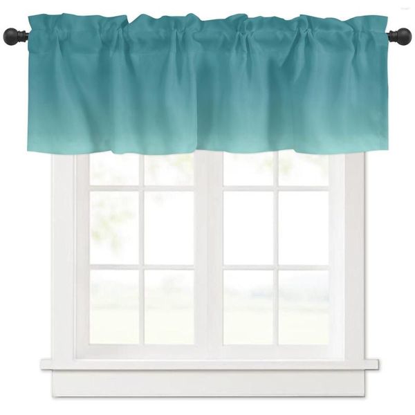 Vorhang Teal Green Gradient Kurzvorhänge Kitchen Café Weinschrank Tür Fenster kleiner Kleiderschrank Wohnheimdekoration Vorhänge