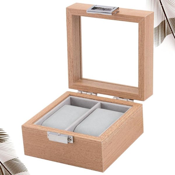 Uhrenkästen 1 PC 2 Gitter exquisite Holzbox Handy Display Organizer Paar Aufbewahrungskoffer für Geschenk